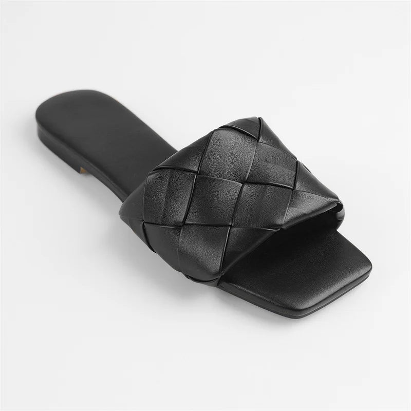 Sandalia Rasteira Legítimo Couro Trançada Mule Sophie