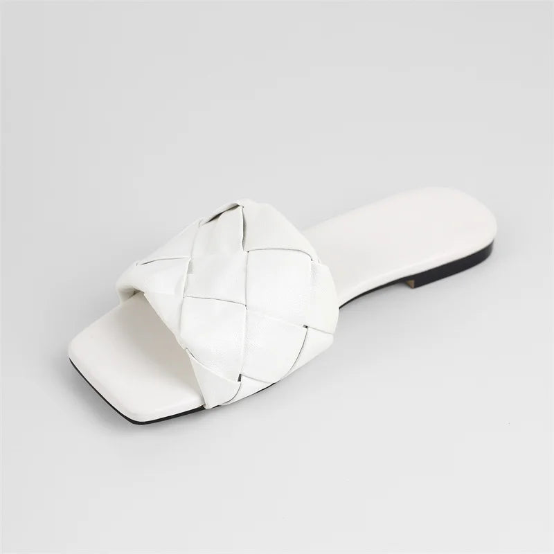 Sandalia Rasteira Legítimo Couro Trançada Mule Sophie