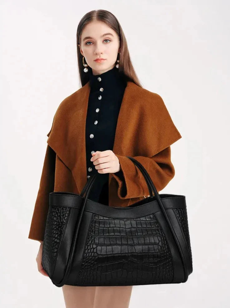 Bolsa Média Legítimo Couro Chloe Croco