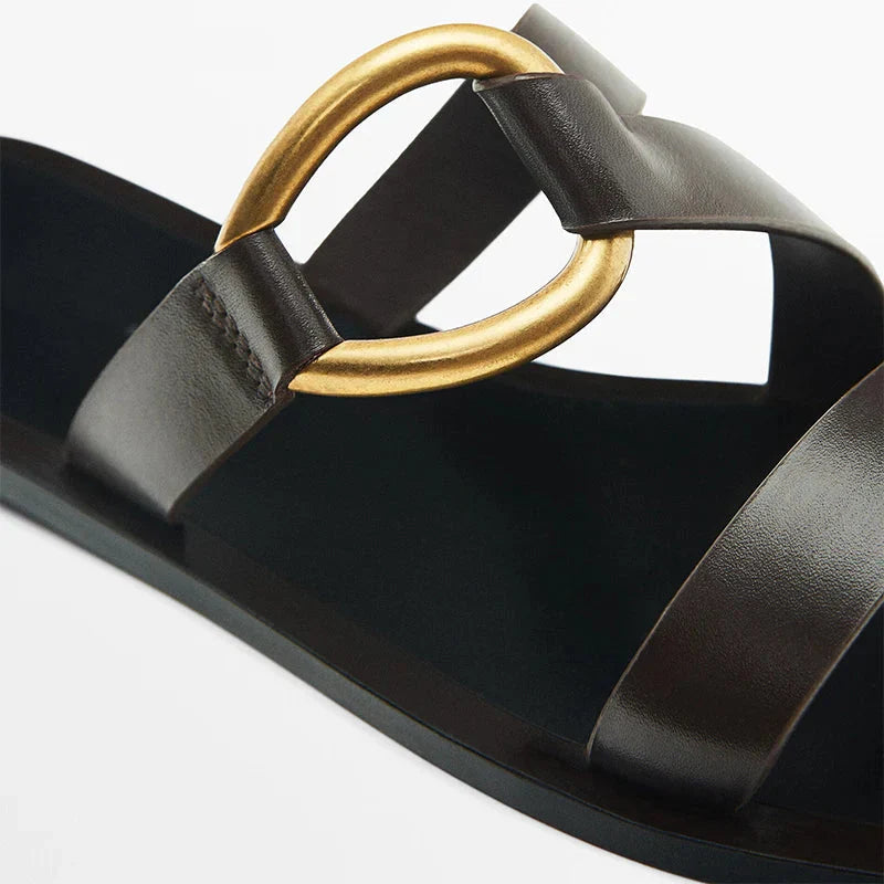 Sandália Rasteira Argola de Metal