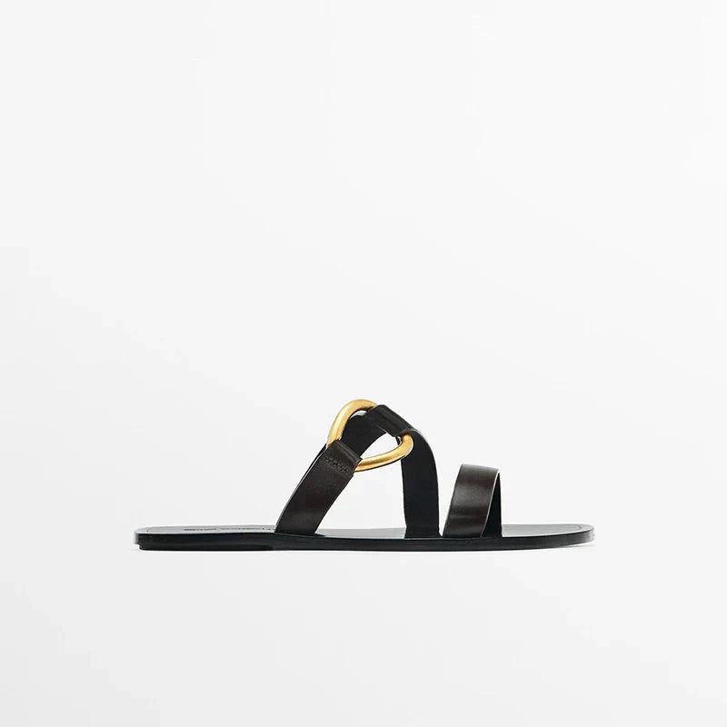 Sandália Rasteira Argola de Metal