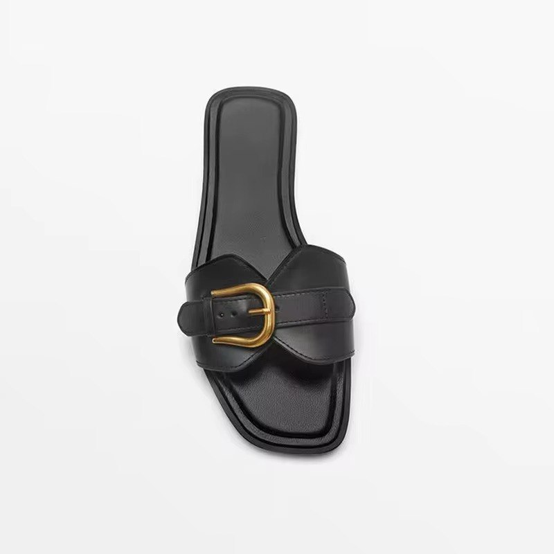 Sandália Rasteira Fivela Dourada Isleen