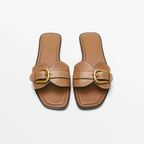 Sandália Rasteira Fivela Dourada Isleen