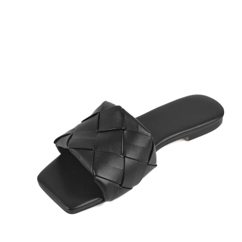 Sandalia Rasteira Legítimo Couro Trançada Mule Sophie