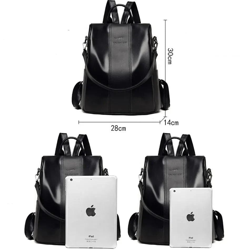 Mochila Feminina Anti Furto Legítimo Couro - Ju