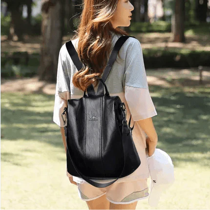 Mochila Feminina Anti Furto Legítimo Couro - Ju