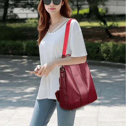 Mochila Feminina Anti Furto Legítimo Couro - Ju